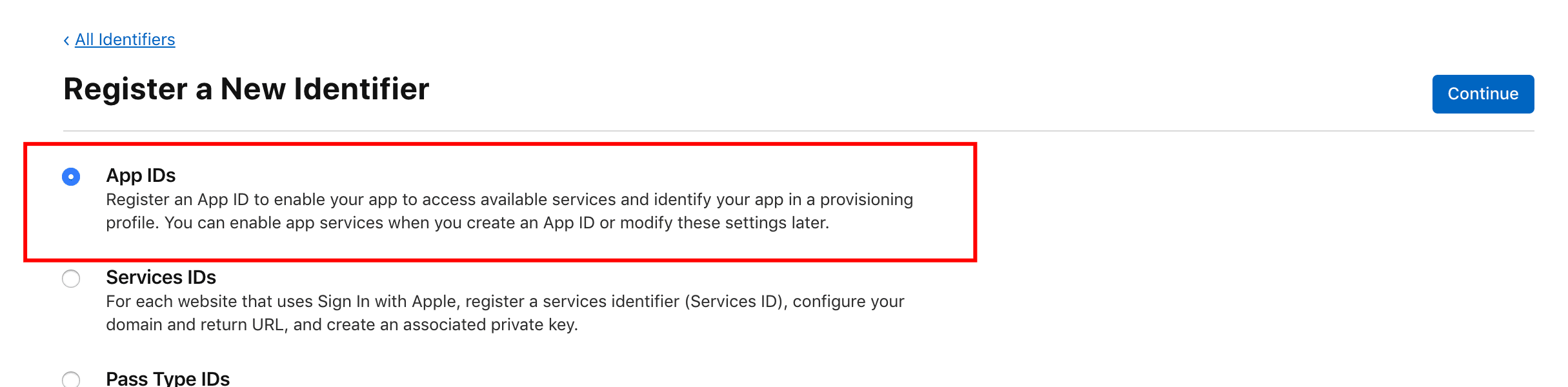 Create App ID