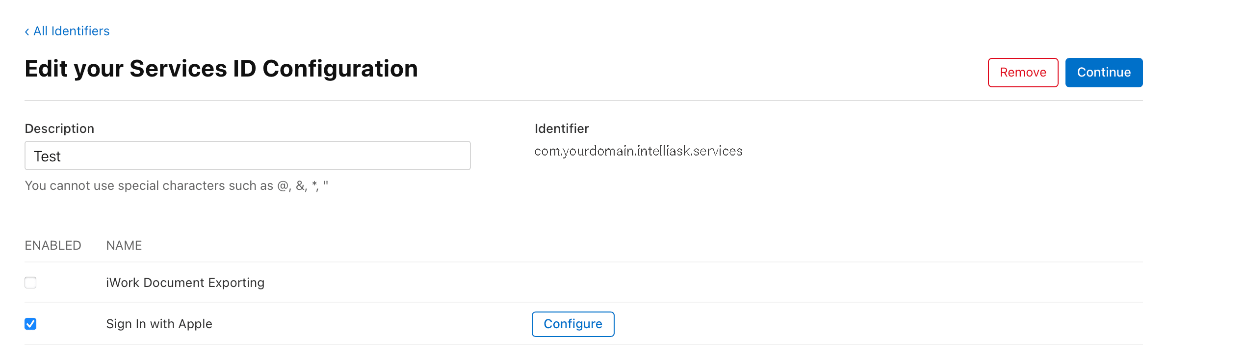 Configure Sign in with Apple