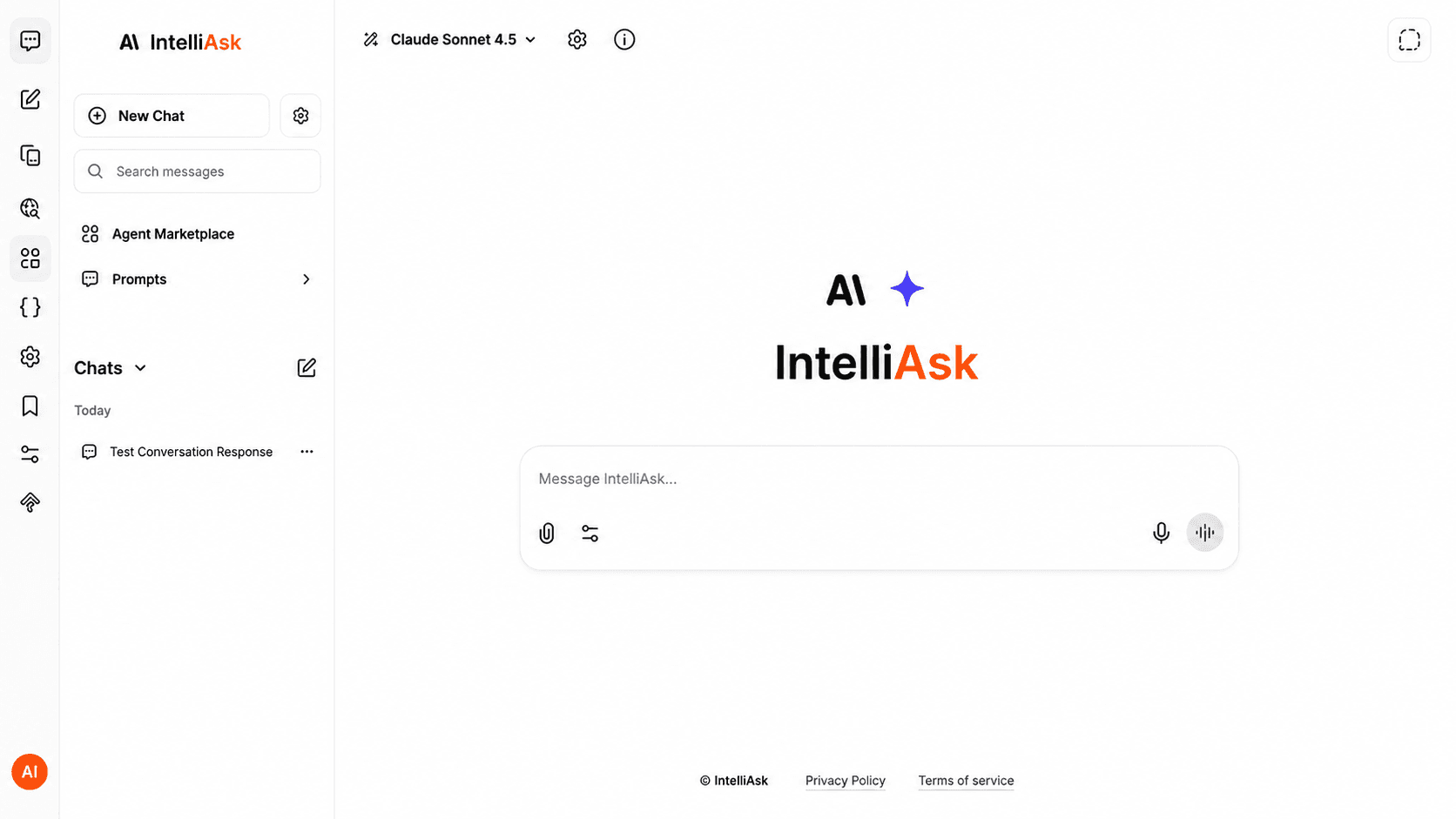 IntelliAsk desktop interface in light mode