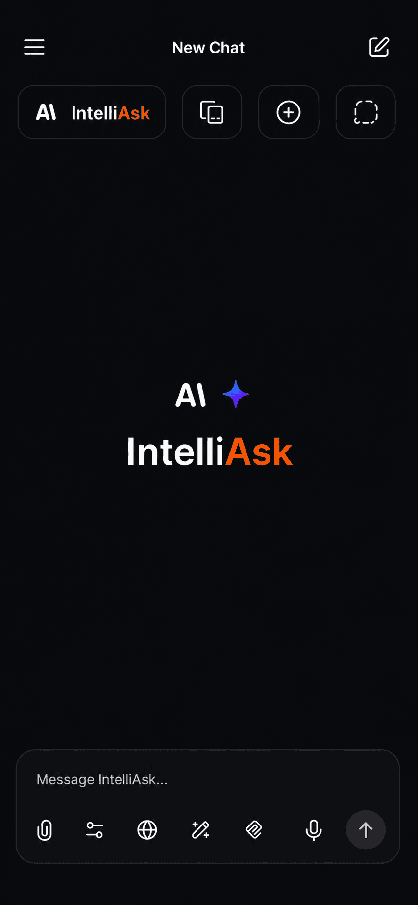 IntelliAsk mobile interface in dark mode