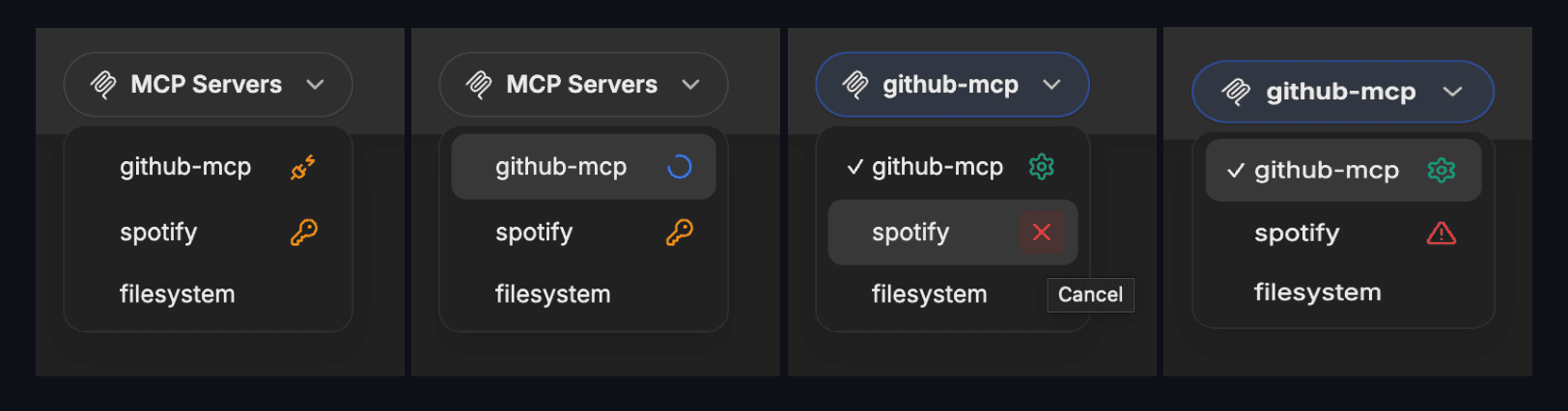 MCP Server Status Icons