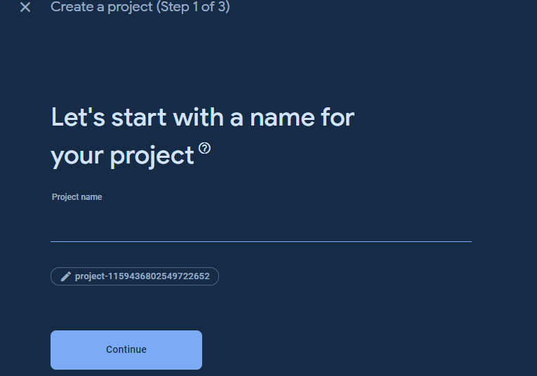 Naming the Firebase project
