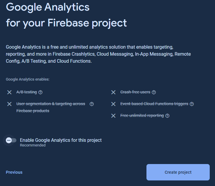 Google Analytics toggle