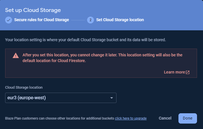 Select Cloud Storage location